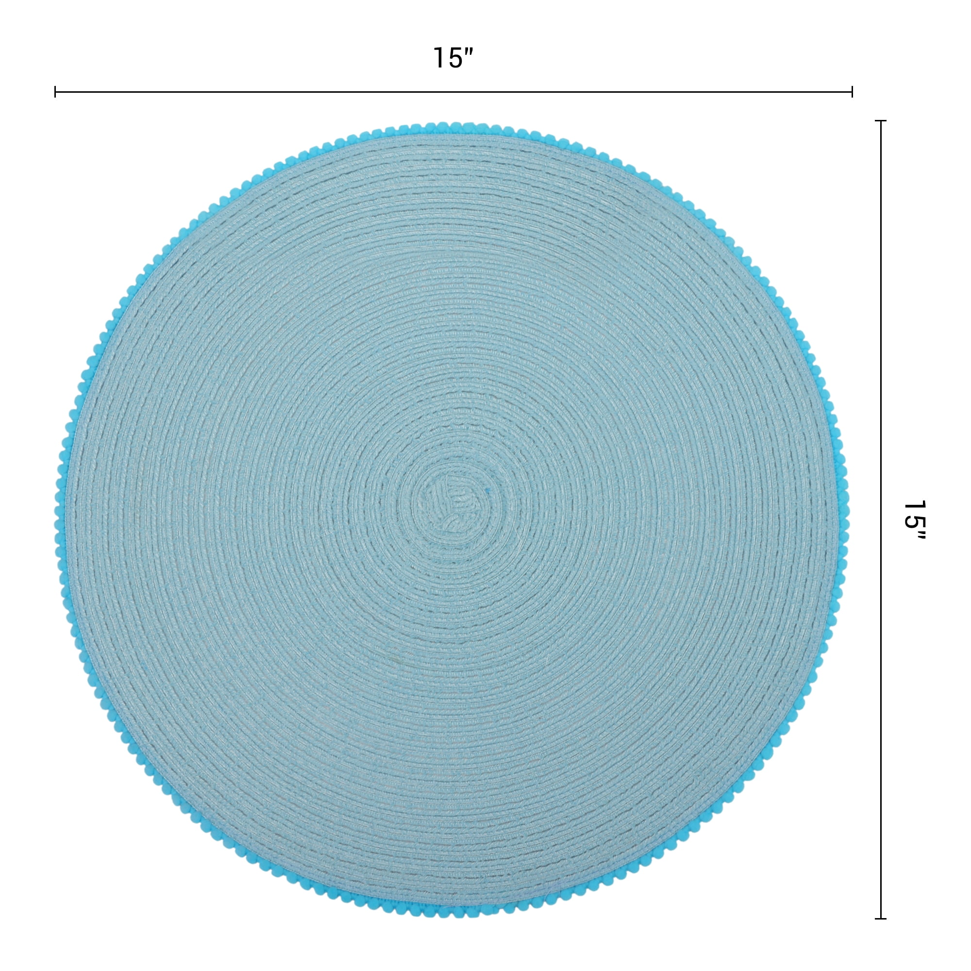 Unique Bargains Rustic Round Placemats 6Pcs Woven Placemats Blue 15x15inch