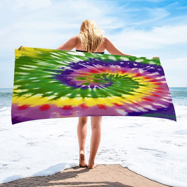 Microfiber Beach Towel Super Colorful Bath Towel Sandproof Beach Blanket Multi-Purpose Towel For Travel Swimming Pool 30x60 Inch