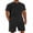 Black, variant on COOFANDY Men' Beach Outfits 2 Piece Casual Sets Textured Henley Shirt Elastic Drawstring Shorts