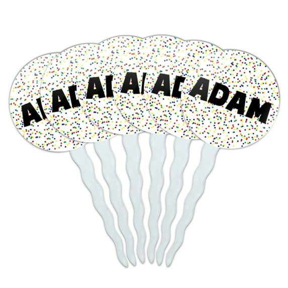 Adam Cupcake Picks Toppers - Set of 6 - Mutlicolored Speckles