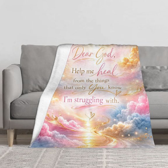 Dear God Help Me Flannel Throw Blanket Soft Blankets for Bed Sofa