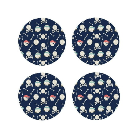 

Tideii Pirate Skulls 1 for Leather Coasters 4 Pieces Anti-fouling and Anti-scalding Decorative Coasters Suitable for Restaurants Kitchens Coffee Shops-Round Shape