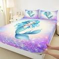 thumbnail image 4 of Feelyou Kawaii Blue Mermaid Twin Sheet Sets for Teen, Dreamy Ocean Princess Twin Fitted Sheet, Glitter Fish Scale Flat Sheet, Ultra Soft Bedroom Decor, 3-Piece, 4 of 8