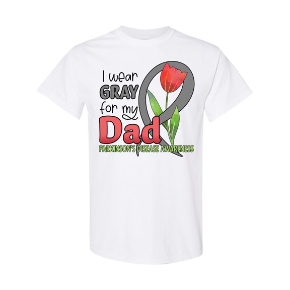 Inktastic I Wear Gray for My Dad Parkinsons Disease Awareness with Tulip T-Shirt