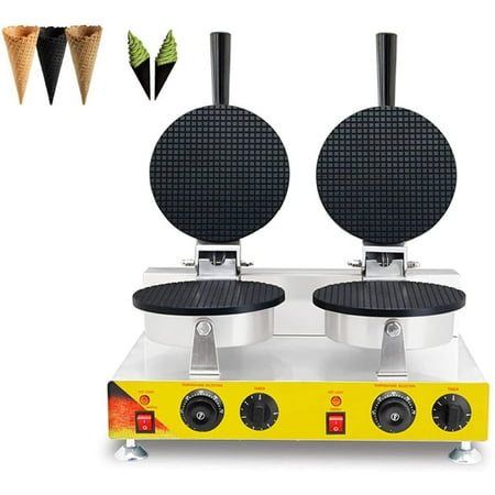 

INTBUYING Double Station Ice Cream Cone Maker Machine Electric Egg Roll Waffle Baker Maker for Cone Making