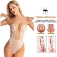 thumbnail image 3 of Women Backless Shapewear Bodysuit Plunge Backless Body Shaper Bra Push Up Bra With Transparent Shoulder Strap, 3 of 5