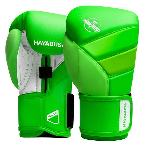 Hayabusa T3 Boxing Gloves for Men and Women Wrist and Knuckle Protection, Dual-X Hook and Loop Closure, Splinted Wrist support, 5 layer foam Knuckle padding - Neon Green, 18oz