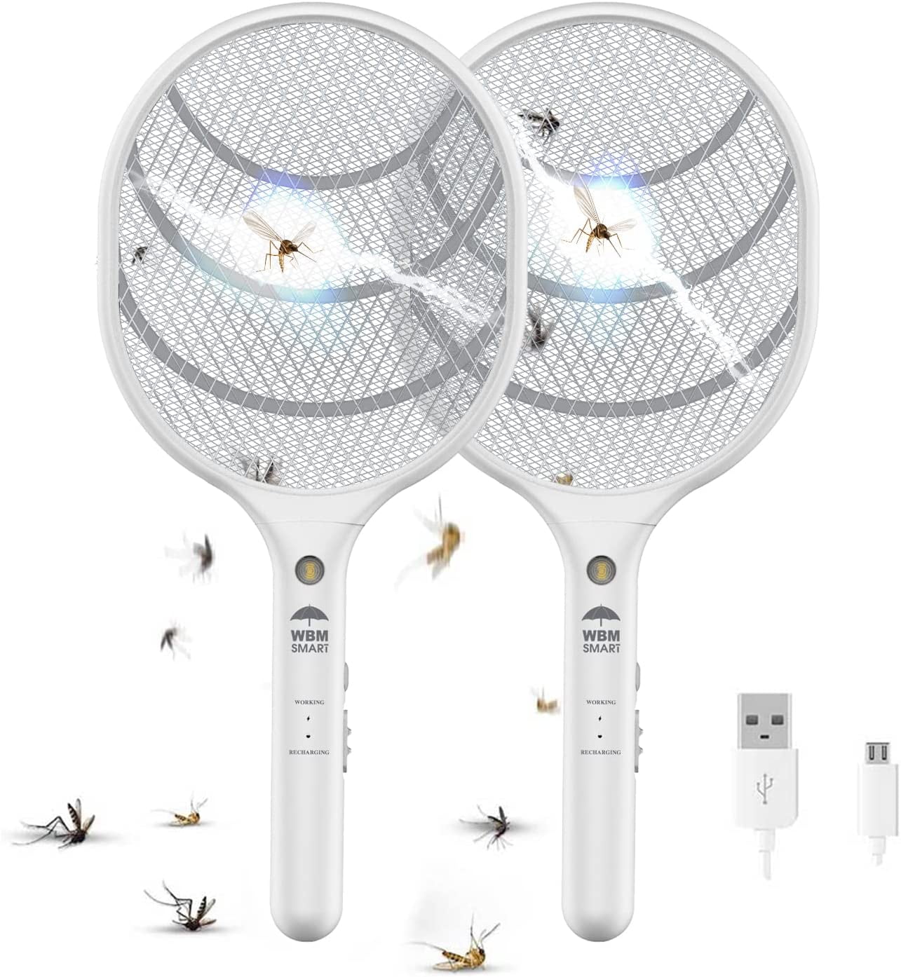 WBM SMART Electric Fly Swatter Racket, Rechargeable Bug Zapper, Medium