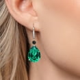 thumbnail image 3 of Gem Stone King 925 Silver and 10K Yellow Gold Green Nano Emerald and Black Onyx and White Lab Grown Diamond Earrings for Women | 19.16 Cttw | Gemstone May Birthstone | Pear Shape 18X13MM, 3 of 6