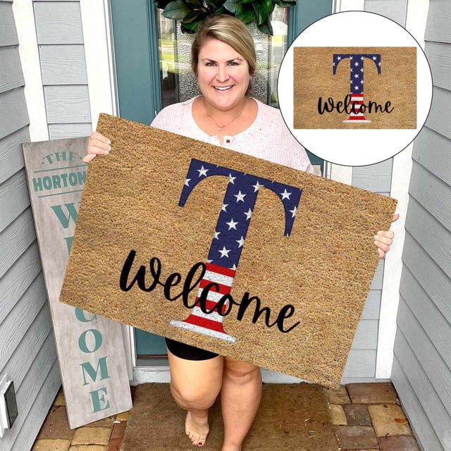 ViLaViDeca 4th Of July Door Mat Patriotic Doormat Entryway Rug Welcome Independence Day Doormat Stain And Fade Patriotic Decor Welcome Outdoor Mat Decorative For Home