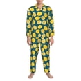 thumbnail image 3 of Fotbe Lemon Pattern Long Sleeve Pajama Set for Men,Sleepwear Set,2-piece Loungewear Set,Soft PJs Comfy Nightwear with Pockets-X-Large, 3 of 7