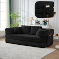 thumbnail image 6 of 4-in-1 Floor Sofa King Size No Assembly, Upholstered Boneless Pull Out Couch Bed with 4 Pillows, Oversized Corduroy Foam Compressed Sofa Couch in A Box for Living Room Sleeper, 6 of 10