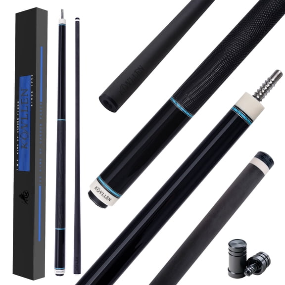 KONLLEN Carbon Fiber Pool Cue Stick with 11.8mm white Low Deflection Hand-Made Inlay Billiard Cue
