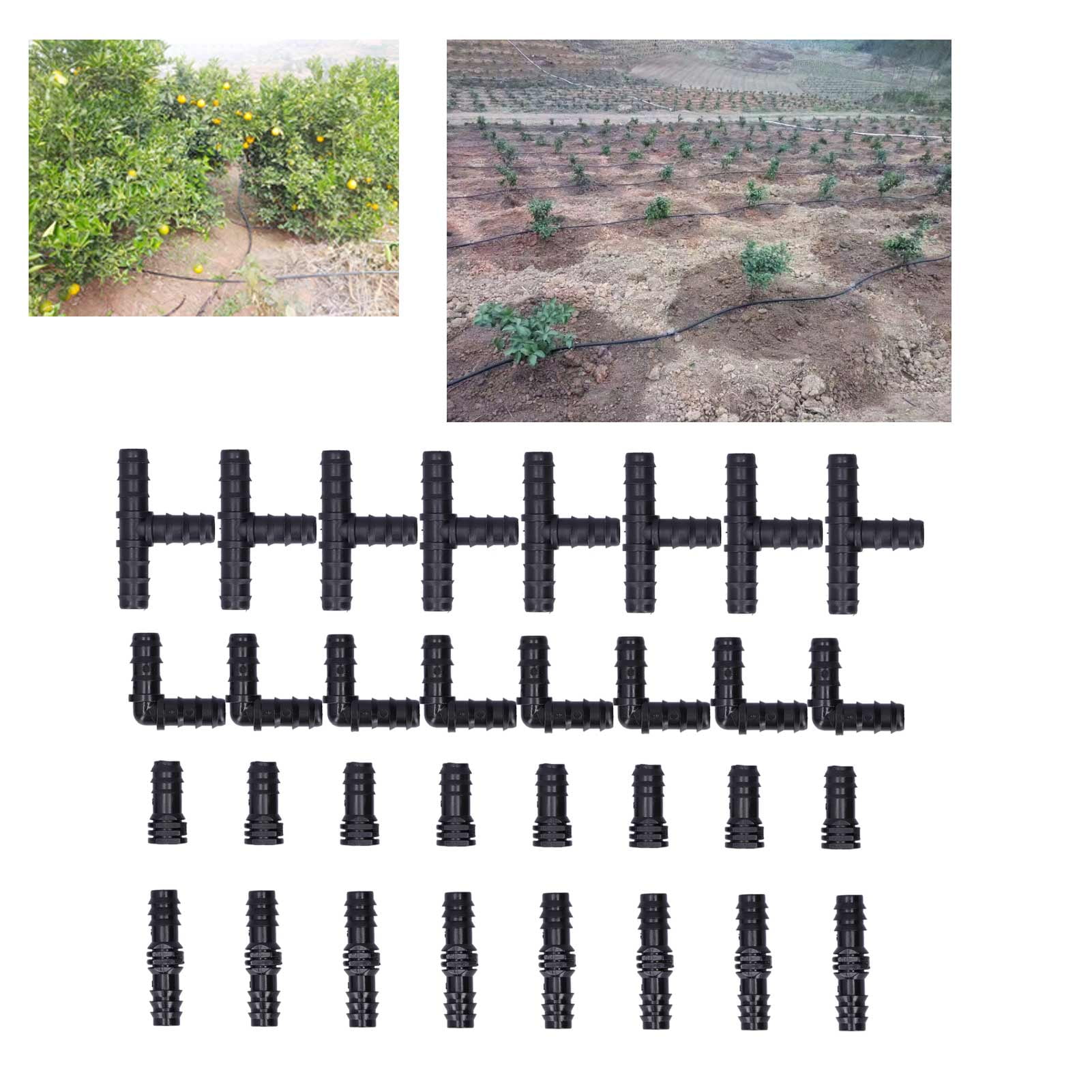 Drip Irrigation Fitting Kit, Drip Irrigation Systems Garden Watering Tool Irrigation Tees Connectors Kit 1/2 Tubing Set  For Gardens