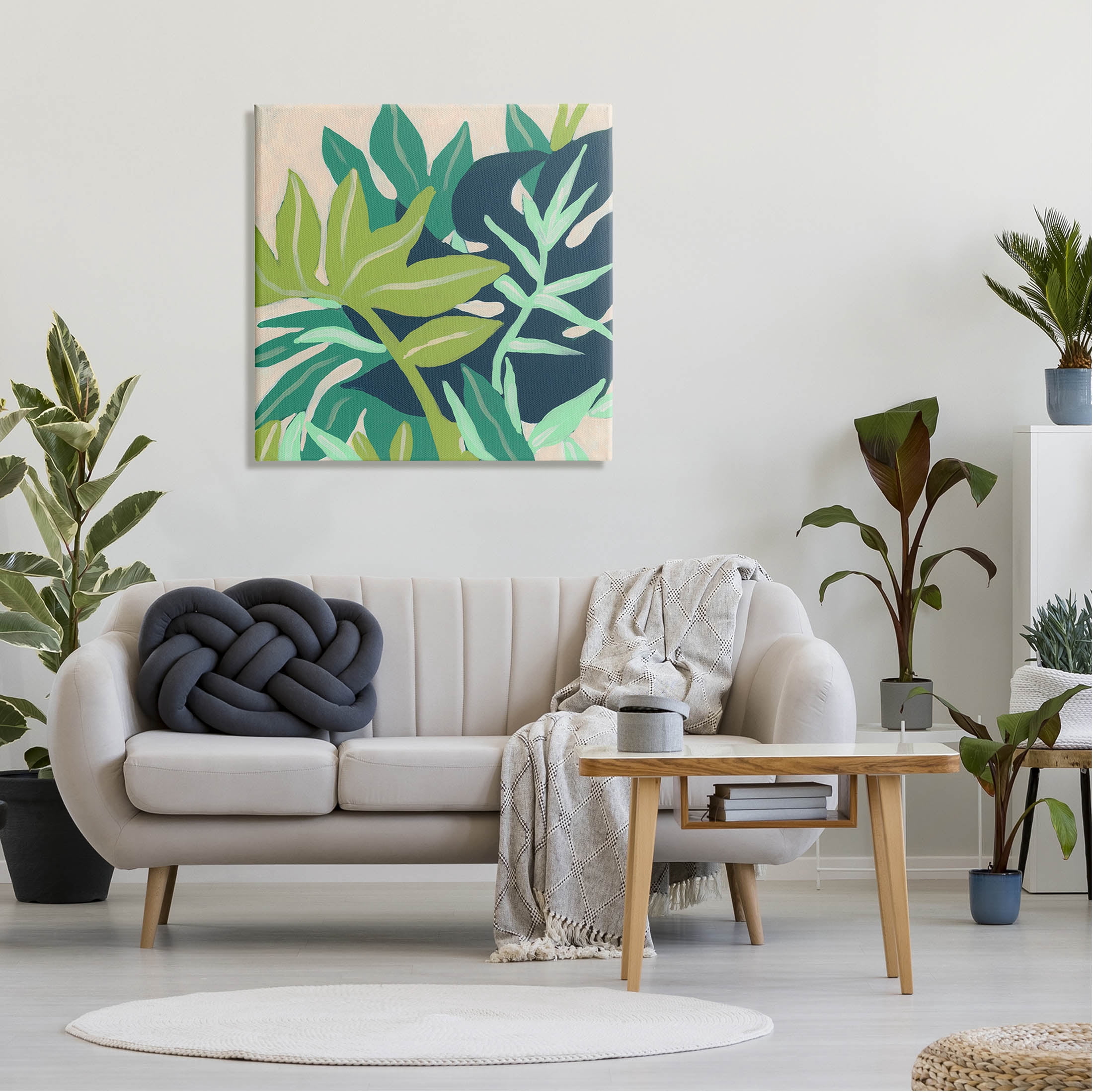 Stupell Industries Tropical Layered Plant Leaves Painting Gallery Wrapped Canvas Print Wall Art, Design by June Erica Vess