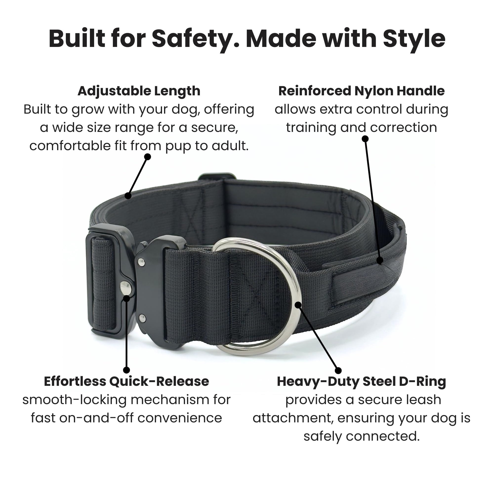 Lohol Tactical Dog Collar – Heavy Duty Dog Collar, Dog Collars for Medium Dogs, Waterproof Dog Collar, Dog Training Collar, Quick-Release Metal Buckle, Adjustable Sizes (Aquamarine, Medium)
