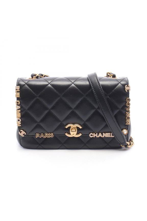 Pre-Owned Chanel Mini Flap Handbag, Matelass Shoulder Bag, Leather Women's, Black, AS3731