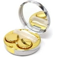 thumbnail image 1 of Fashion Marble Contact Lens Case Portable Contact Lens Box Kit with Mirror (Round) (Gold), 1 of 5