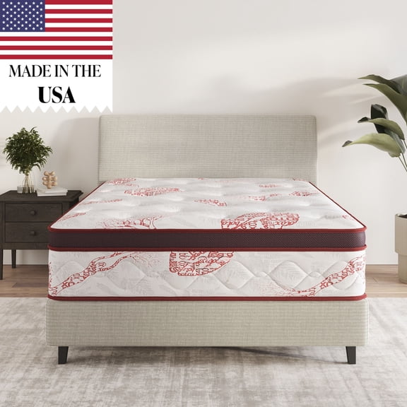 Ottomanson 13" King Plush Euro Top Hybrid Mattress with Pocket Coils, Pressure Relief, Motion Isolation & Bed in a Box
