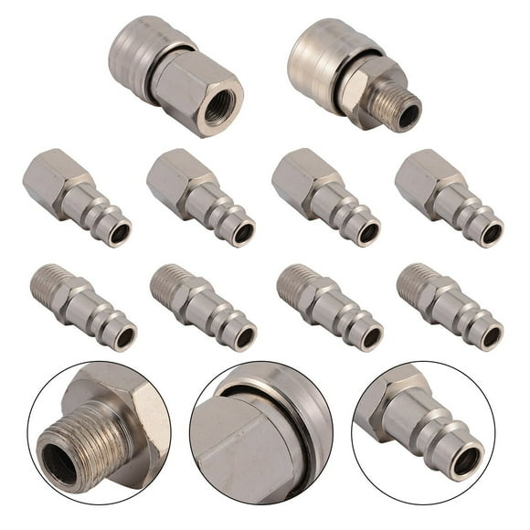 UPGRATOR Compressor Connection Air Compressor Connector Fittings Silver 10Pack