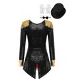 thumbnail image 3 of iiniim Women's Ringmaster Circus Ring Leader Outfit Master Lion Tamer Fancy Dress Bodysuit Black XL, 3 of 7