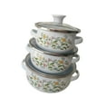 thumbnail image 4 of 3 piezas Sockpot de esmalte con ollas de sopa de tapa Doble manija de manejo de esmalte vintage portátil para cocinas de inducción en el hogar estufas Flor, 4 of 8