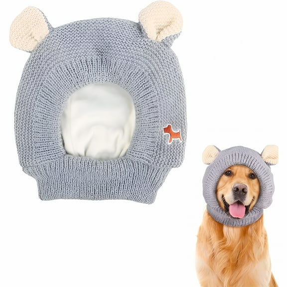 TELOLY Quiet Ears for Dogs Anxiety, Dog Ear Cover Ear Muffs Noise Protection Dog Ear Warmer Ear Wraps Flexible Knitted Winter Dog Hats Snood Head Wrap Bunny Costume for Medium to Large Dogs Cats Pets