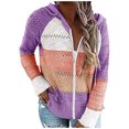 thumbnail image 2 of AOOCHASLIY Women Coat Fashion Women Long Sleeve Color Blocking Patchwork Zipper Casual Hooded Tops Blouse, 2 of 5