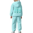 thumbnail image 6 of BUWTTED Girls Activewear Jogger Sets - 2 Piece Heart Print Graphic Pullover Hoodie Sweatshirt Sweatpants Sweatsuit Outfits Blue 2-3 Y, 6 of 8
