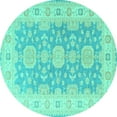 thumbnail image 1 of Ahgly Company Machine Washable Indoor Round Oriental Turquoise Blue Traditional Area Rugs, 3' Round, 1 of 4