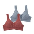 thumbnail image 1 of Xmarks 2 Packs Front Closure Bras for Women, Lace Front Button Shaping Cotton Bras, 1 of 12
