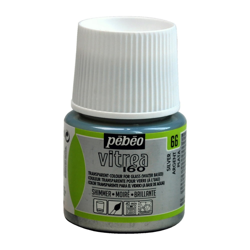 Pebeo Vitrea 160 Glass Paint, 45ml, Shimmer Silver