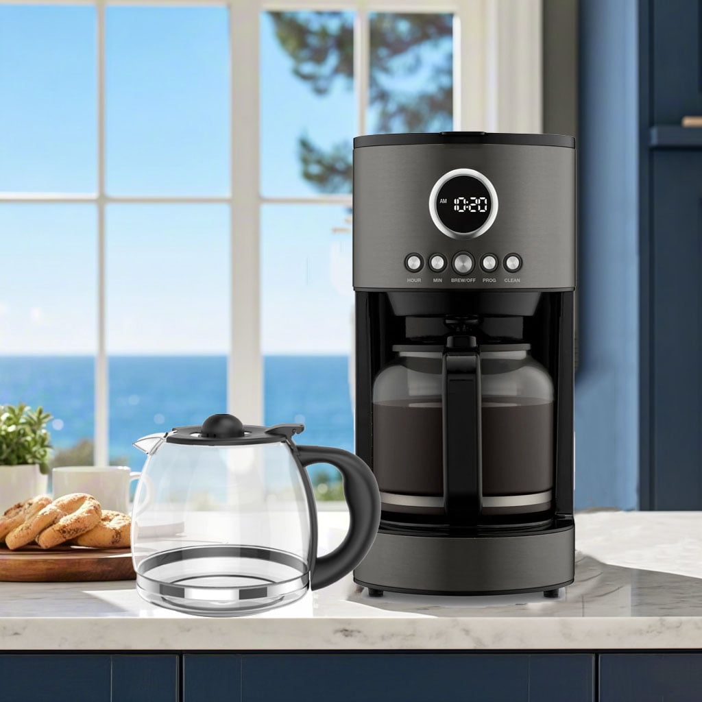 Ersatz-Kaffeekaraffe Aus Glas Für 12 Tassen – Kompatibel Mit Mr. Coffee, Black & Decker, Cuisinart U.a. | Mit Schwarzem Griff, BPA-frei & Tropffrei