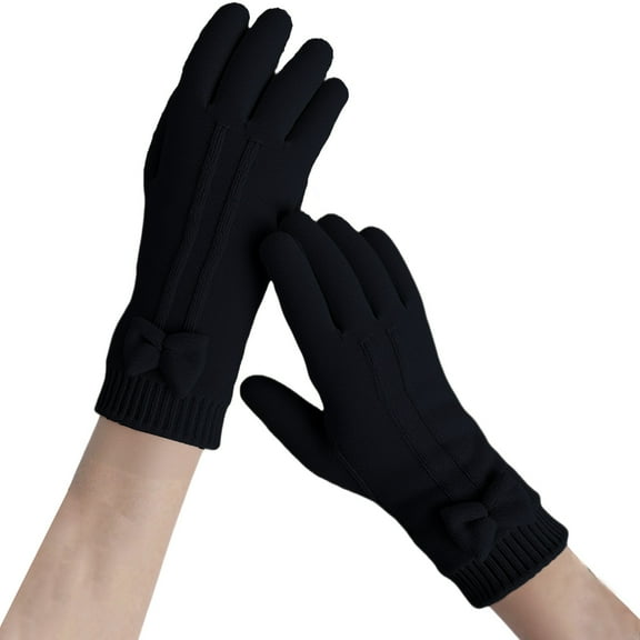 CYSFASHION Winter Gloves for Women Full Finger Winter Fleece Lining Compression Gloves Black