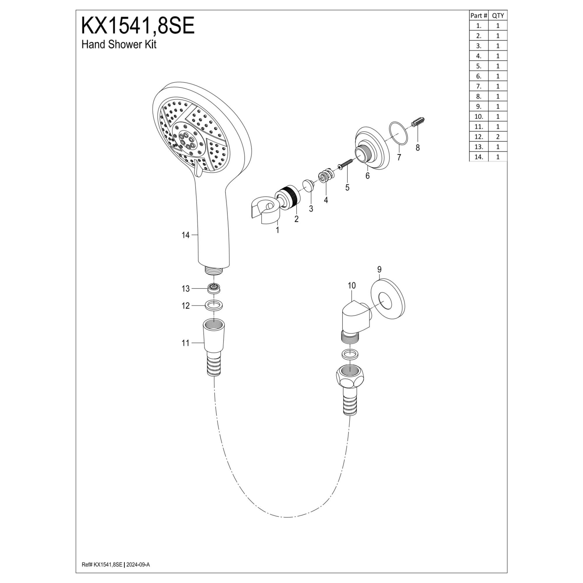Kingston Brass KX1541SE Vilbosch Multi-Function Hand Shower Kit, Polished Chrome