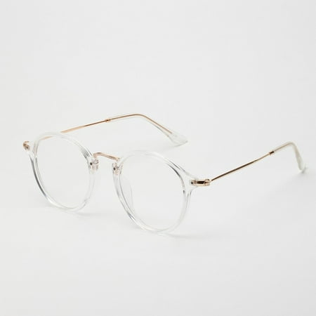 Mens Womens Round Retro Clear Lens Nerd Frames Glasses Eyewear Fashion