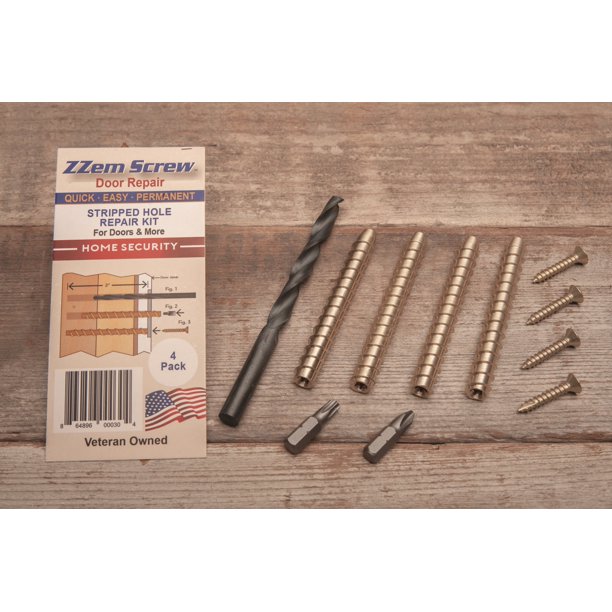 4 Pack 3" ZZem ScrewDoor Security & Repair System