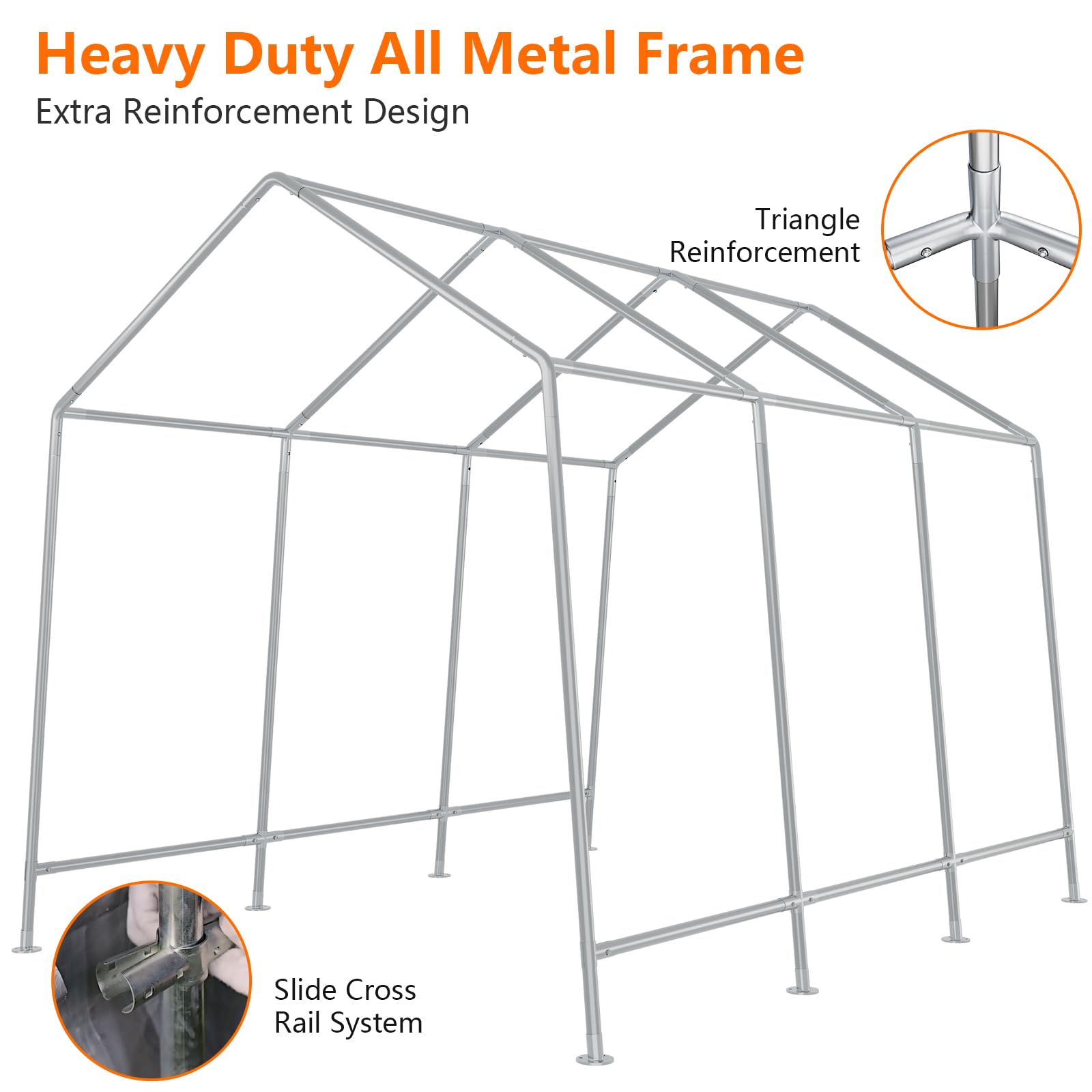 Luku Heavy-Duty Carport Canopy with Removable Side Walls and Door, Waterproof Portable Garage， Carport Shelter Reinforced Structure for Bicycles, Motorcycles and Gardening Tools