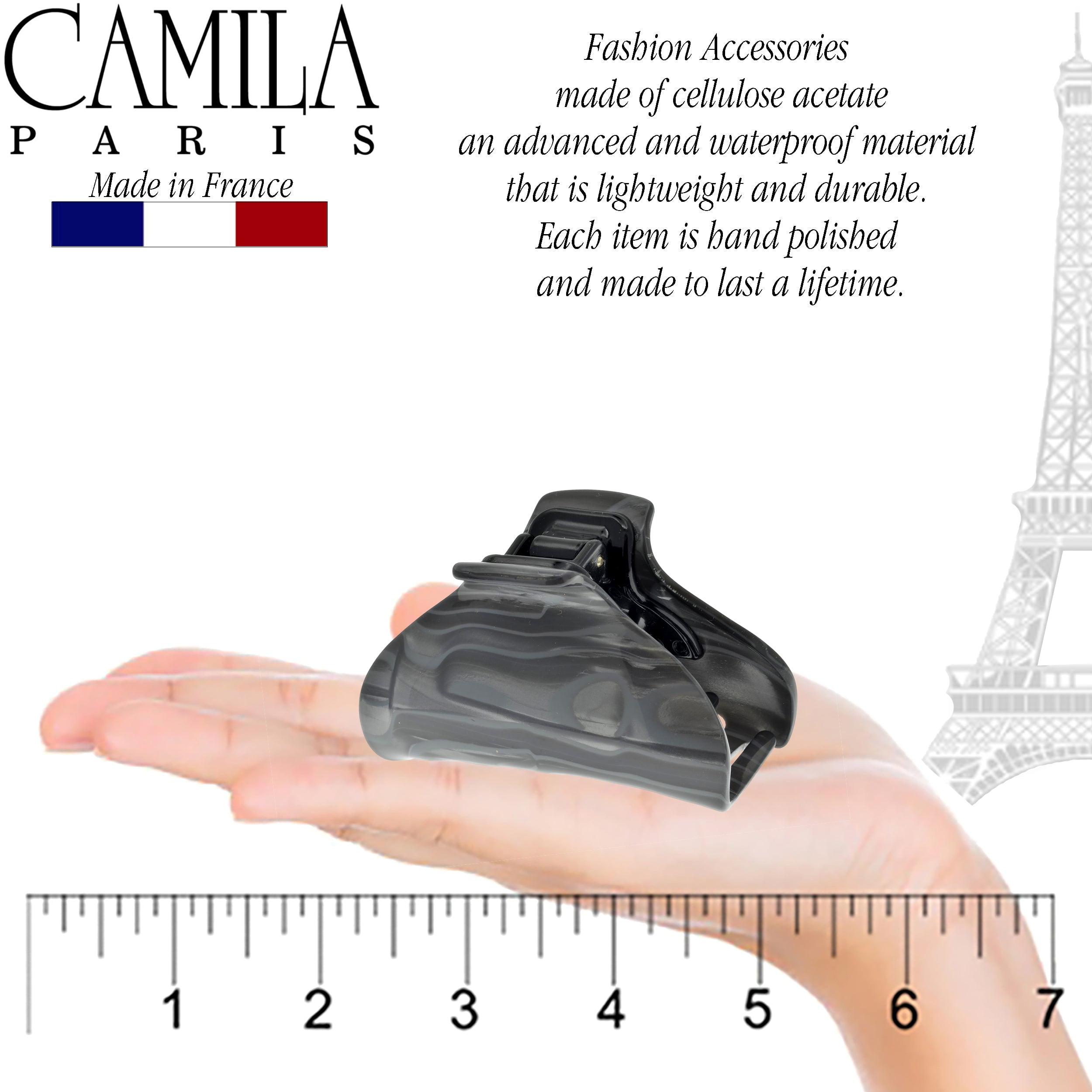 Camila Paris CP2125 French Hair Clip for Women for Long Curly Wavy Hair, Beige, Girls Hair Claw Clips Jaw Fashion Styling Hair Accessories for Women, Strong Hold No Slip Grip, Made in France