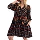 thumbnail image 2 of Vestido Corto Estampado de Larga con Cuello en V para Mujer, Estilo Bohemio Informal y Holgado, Ideal para la Playa. Negro S, 2 of 9
