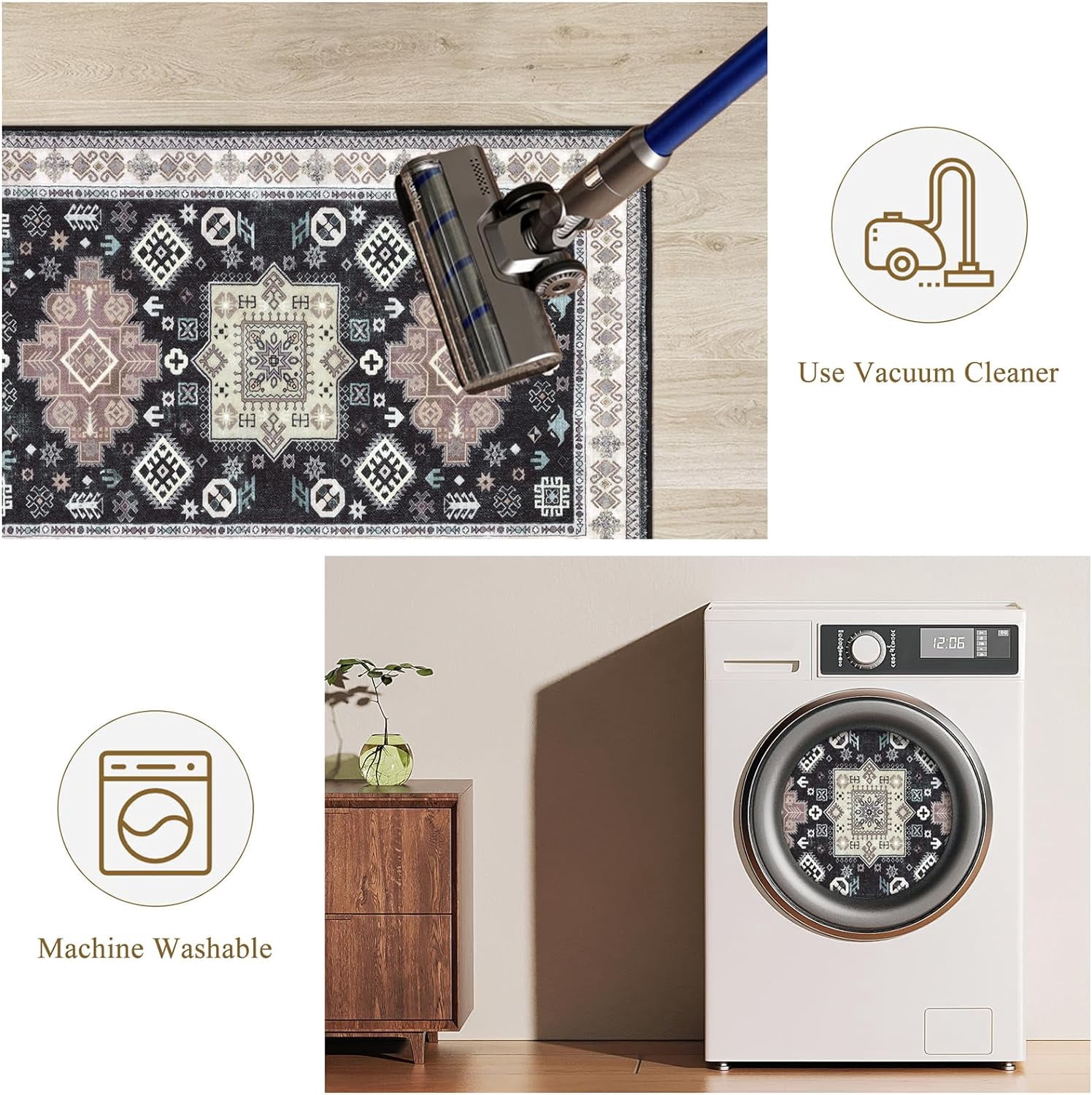 Farmhouse Kitchen Rugs Sets of 3, Kitchen Runner Rugs Non Slip Washable, Boho Kitchen Mats for Floor, Indoor Door Mat Entrance, Laundry Room Rug, Thick Kitchen Floor Mat Carpet