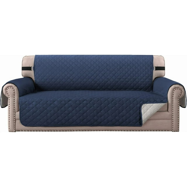 Reversible Quilted Chair Cover Water Chair Slipcover Furniture Protector Washable Chair Couch Cover with Elastic Strap for Kids Dogs Pets(Armchair Grey/)