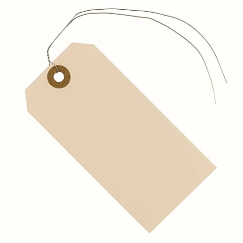 100 Pack of 4 1/4" x 2 1/8" Size 4 Manila Inventory Shipping Hang Tags with Wire 