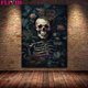 thumbnail image 1 of Pintura en lienzo de arte de pared Vintage gótico, cuervo y Calavera, pintura de esqueleto botánico, brujería, Impresión de Póster Artístico, 1 of 4