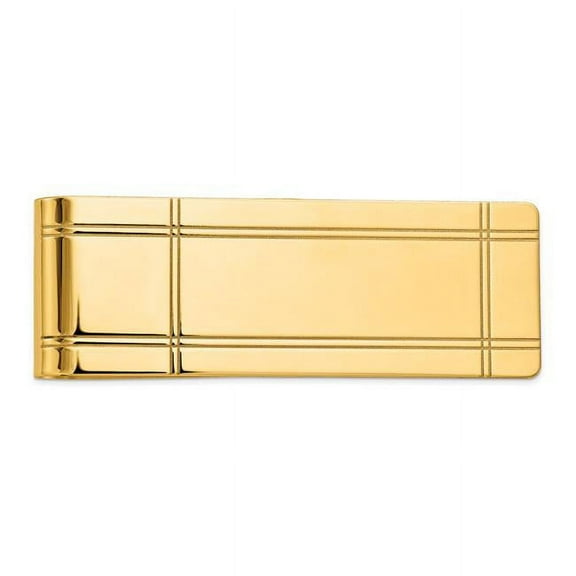 Primal Gold 14 Karat Yellow Gold Men's Grooved Polished Money Clip