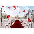 thumbnail image 2 of EREHome Polyester Fabric 5x7ft Wedding Backdrop Paris Photo Booth Props Red Carpet Building Photography Backdrop Kids Rose Petal Background, 2 of 2