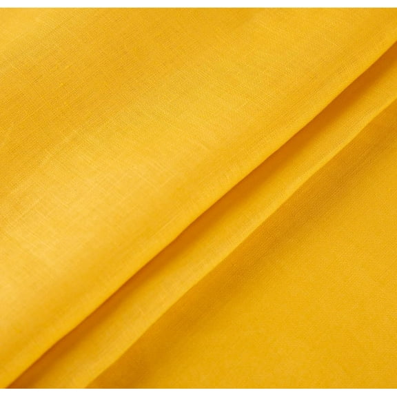 Nature 100% Pure Linen Fabric Cloth for Embroidery Garment, Craft by The Yard (Yellow)