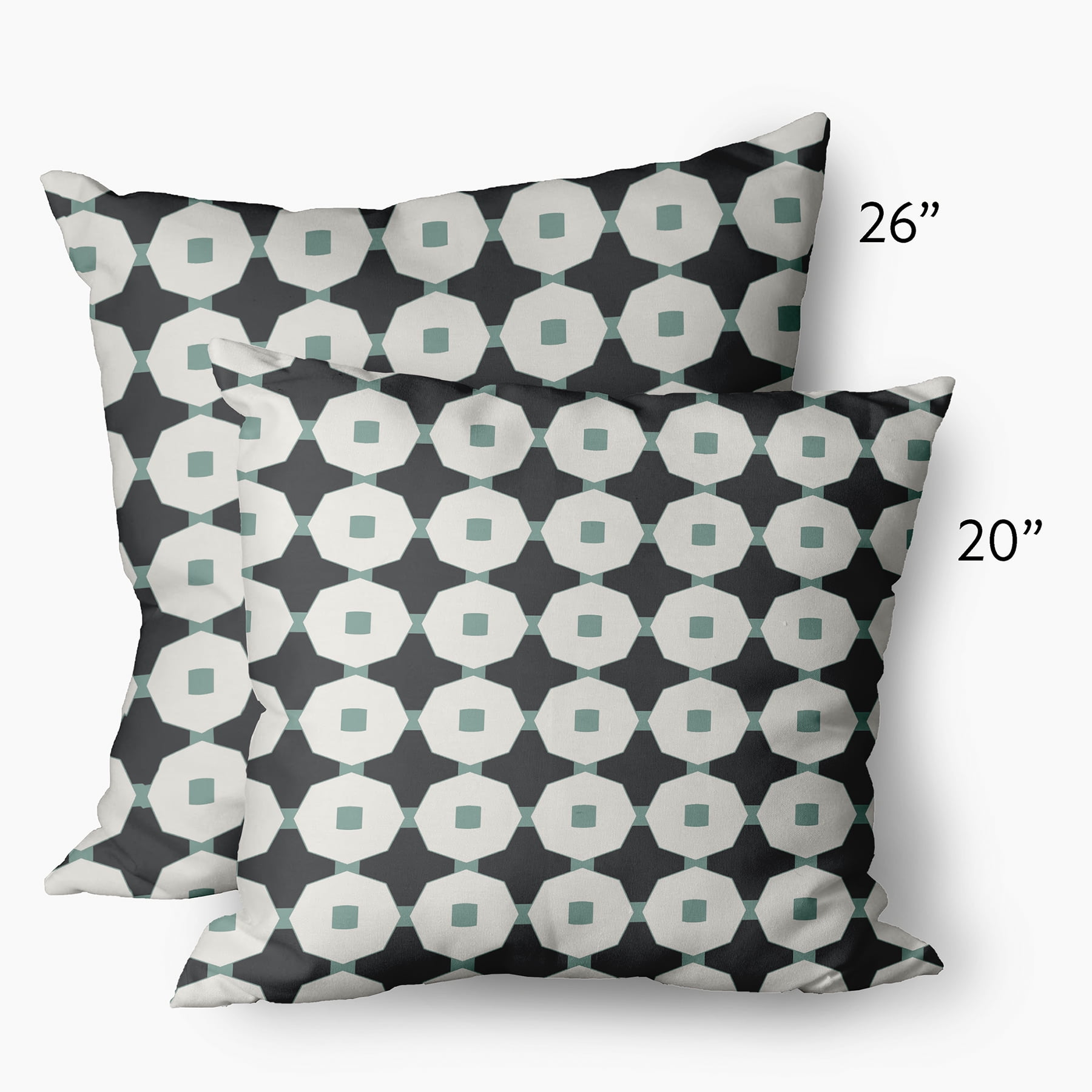 Simply Daisy 26 in x 26 in Contemporary Black Pepper Polyester Throw Pillow