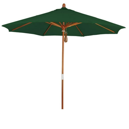 - Eclipse Collection 9 Wood Market Umbrella Pulley Open Marenti Wood/Pacifica/Hunter Green