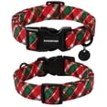thumbnail image 2 of Collar para perro DOGWONG Christmas a cuadros rojos, ajustable de 34 a 56 cm, 2 of 6